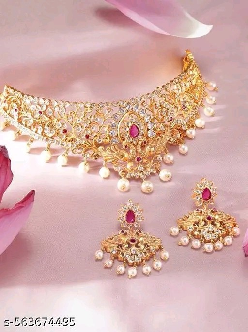 Indian Bollywood Gold Plated Kundan Choker Bridal Necklace Earrings Jewelry Set
