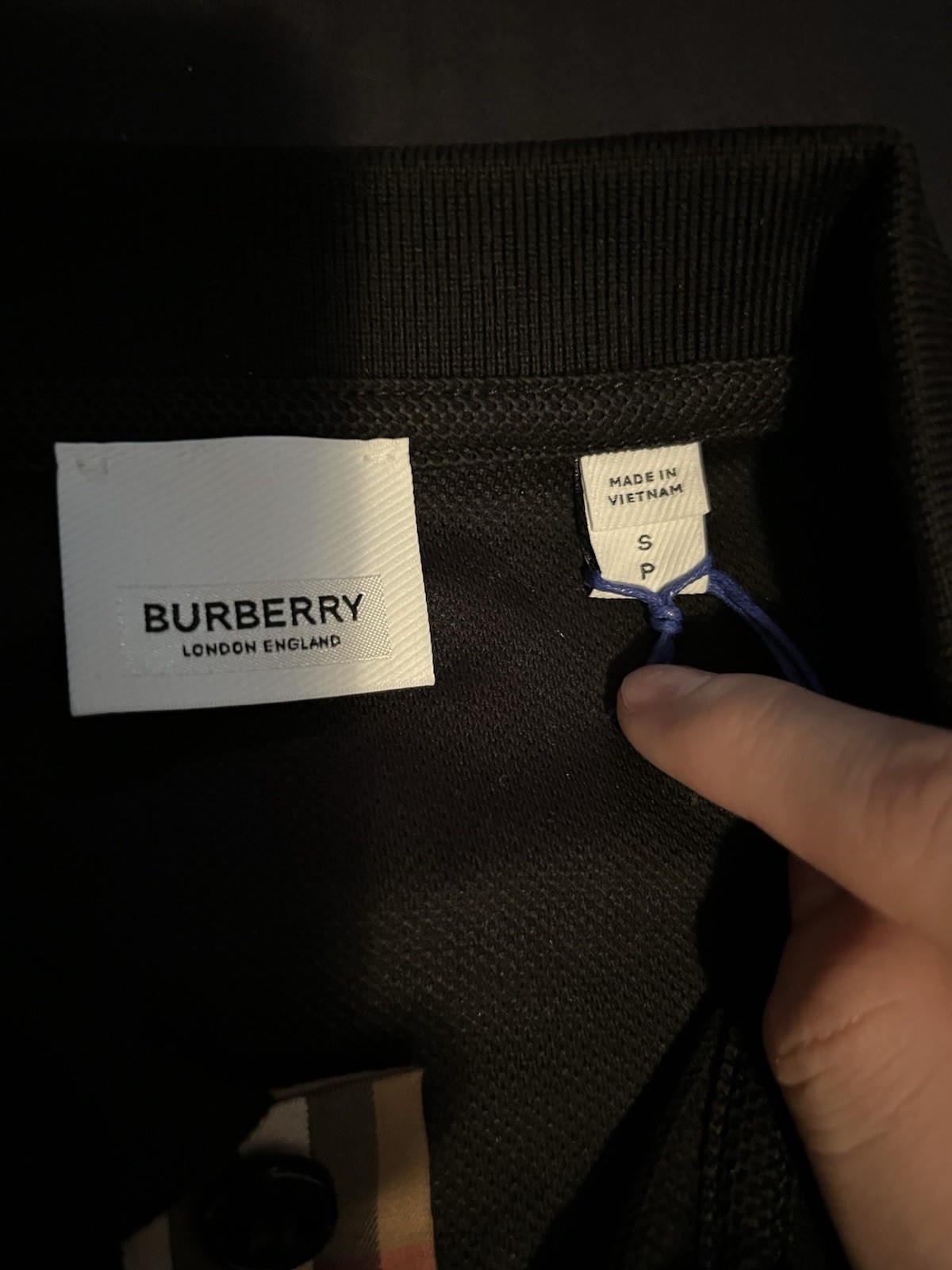 Burberry Men’s Black Solid Polo Shirt Short Sleeve Collared Button Size S
