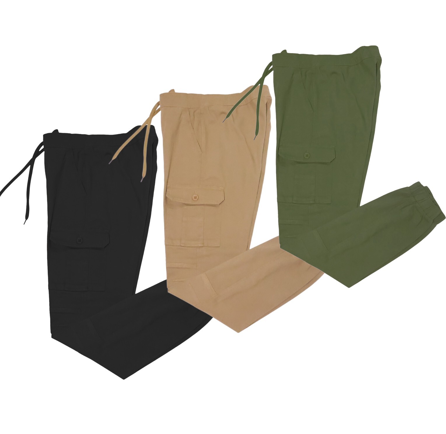 Men’s Casual Joggers Pants Plain Stretch Flex Flat Cargo Combat Workout Trousers