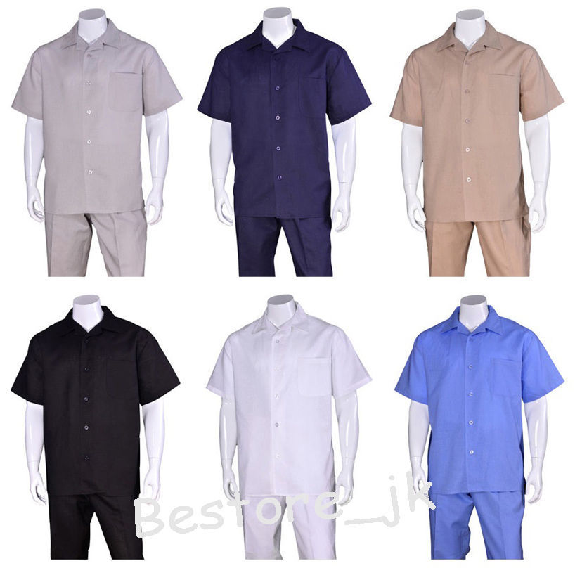 New Men’s 2 PC Luxury 100% Linen Set Casual/ Walking Suit Set Summer M2806L