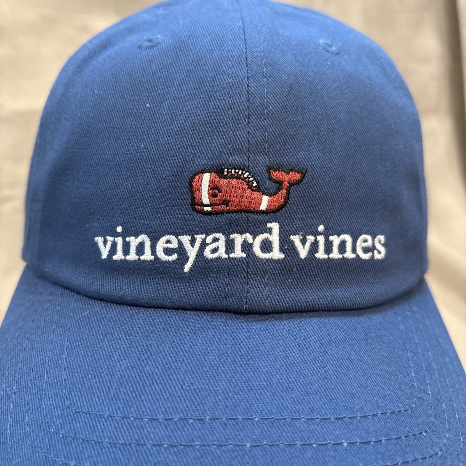 Vineyard Vines Baseball Hat Mens One Size Blue Football Whale Logo 5A004416-982
