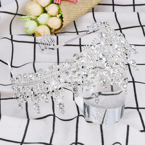 COCIDE Tiara and Crown for Women Crystal Queen Rhinestone T1,Silver