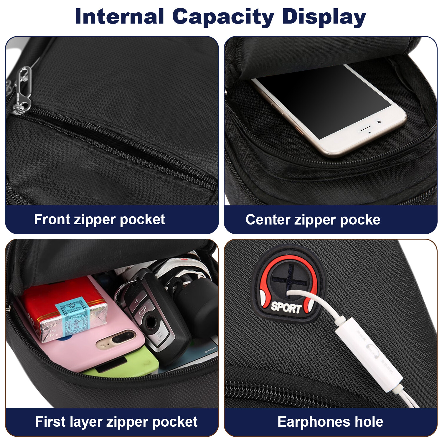 Men Women Sports Sling Bag Chest Fanny Packs Cross Body Travel Shoulder Backpack
