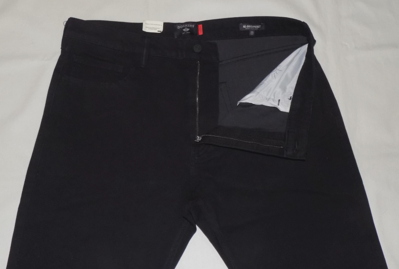 DOCKERS Men’s All-Day 5-Pocket Straight Fit Pants All Seasons Tech Black 36X30