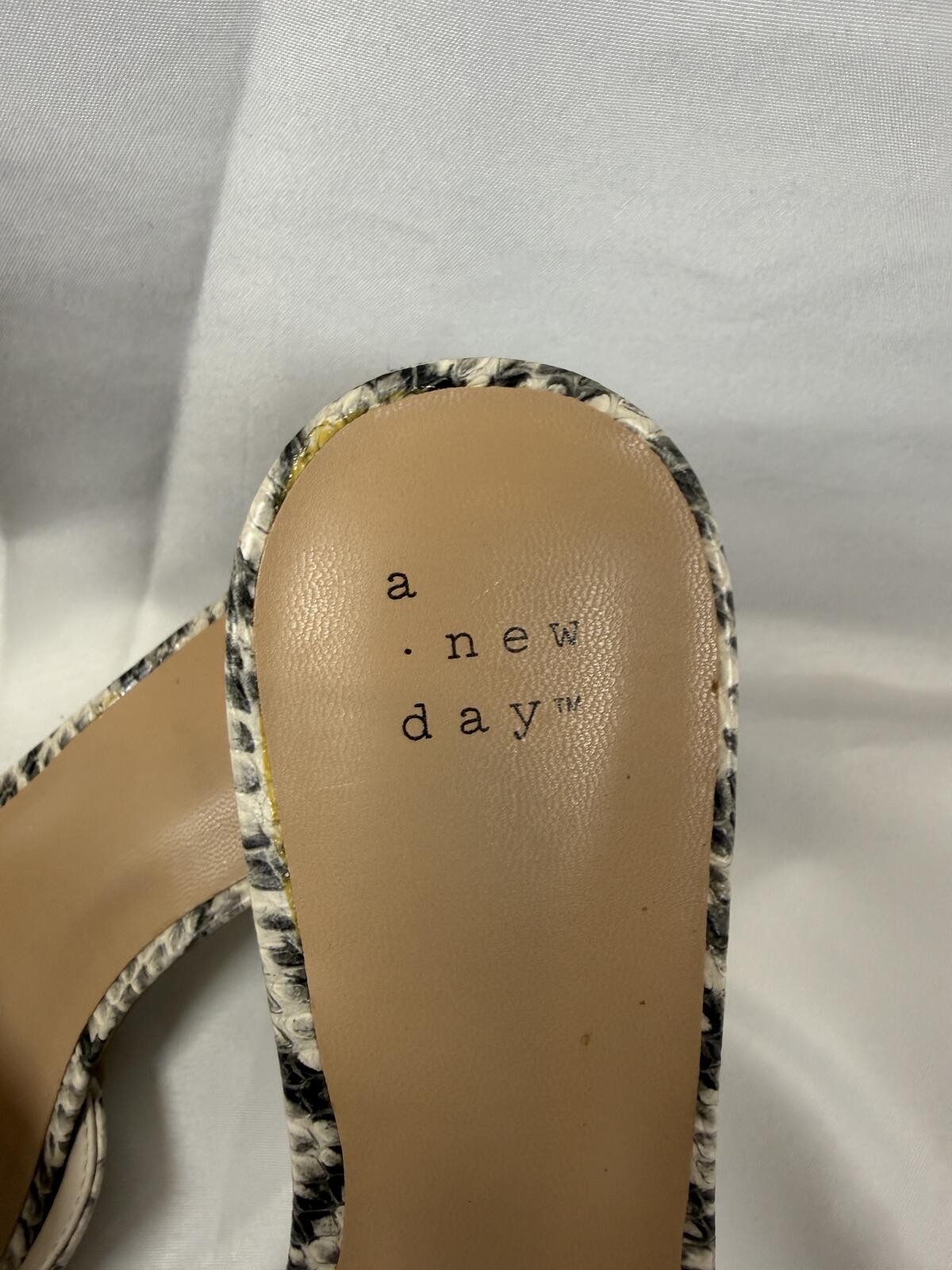 A New Day Snakeskin Print Mule Slides with Gold Buckle, Size 8