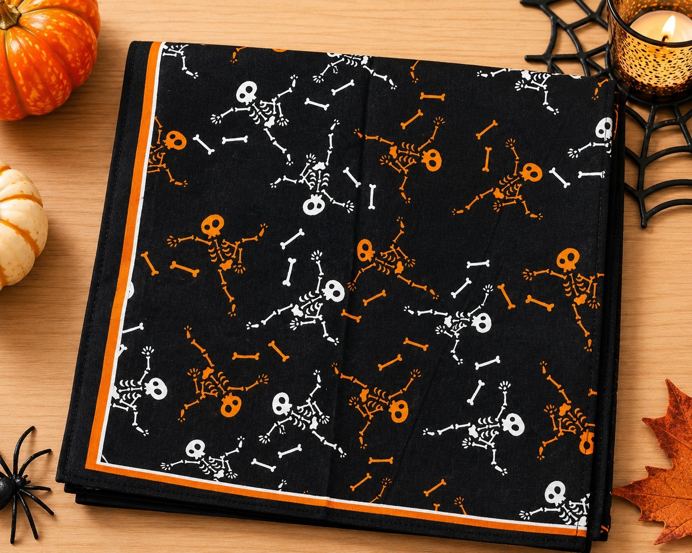 SET OF 4 Halloween Bandana Cotton 22″ x 22″ Scarf Head Neck Face Mask Wrist Band