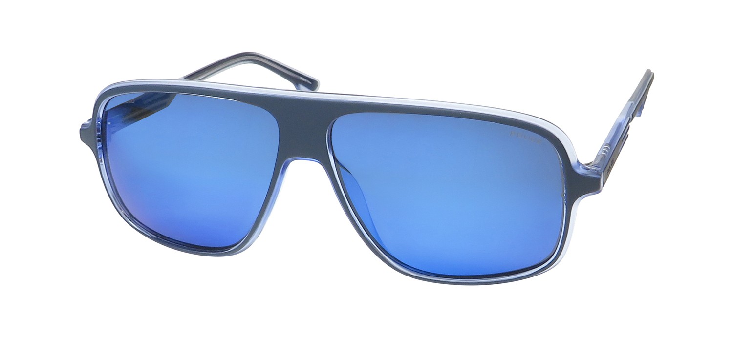 NEW POLICE SPL961 SUNGLASSES PILOT FULL-RIM PLASTIC BLUE MENS 787P 60-12-145