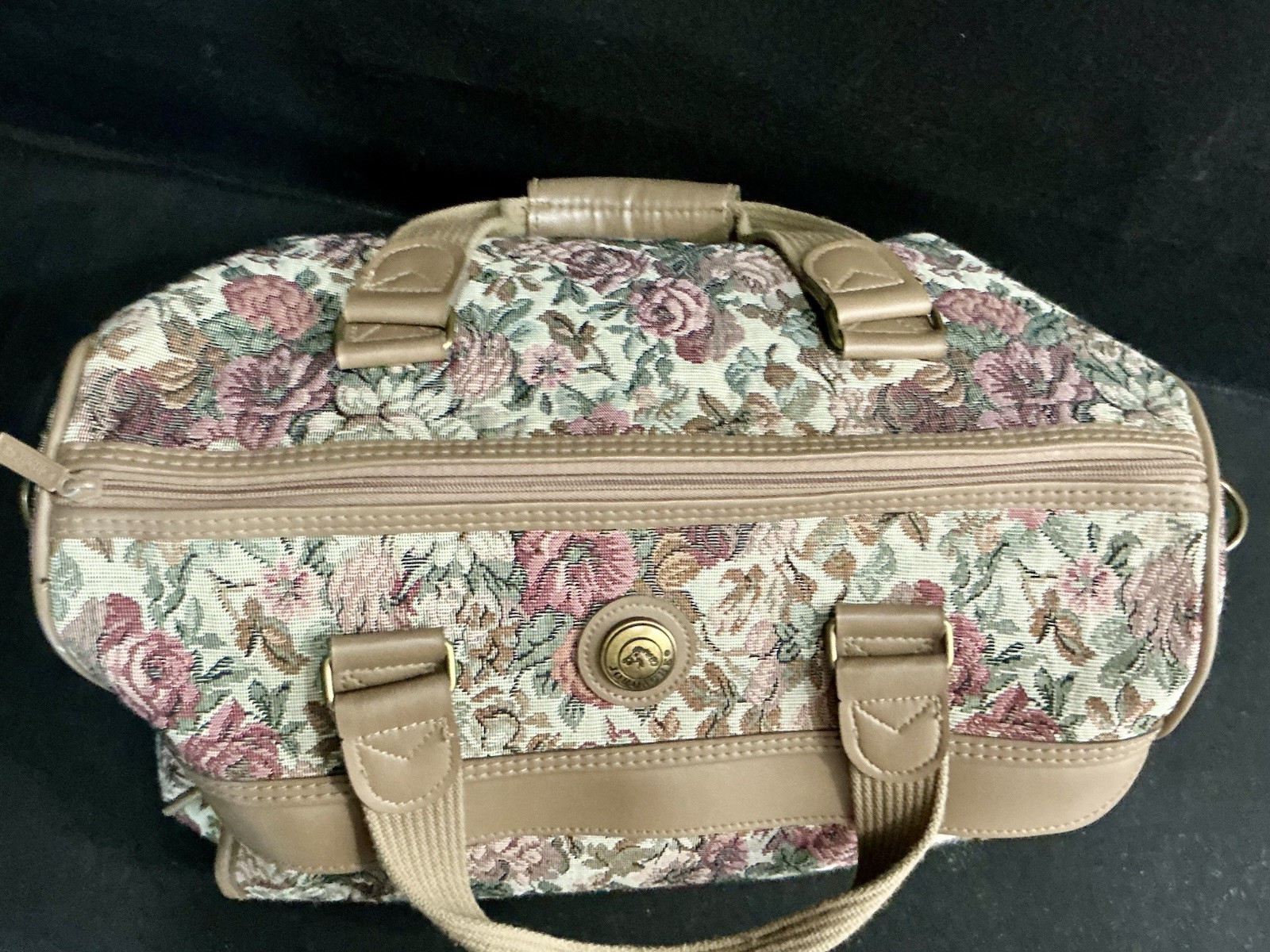 VTG JORDACHE Floral Jacquard Tapestry Top Handle Satchel Zip Up, Lined Pre Loved