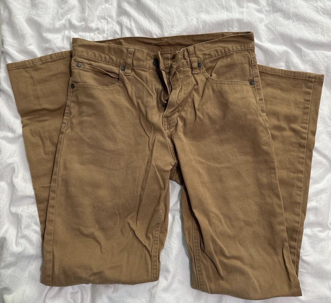 Nautica Brown Canvas Stretch Casual Pants Slim Fit Size 16/Size 2