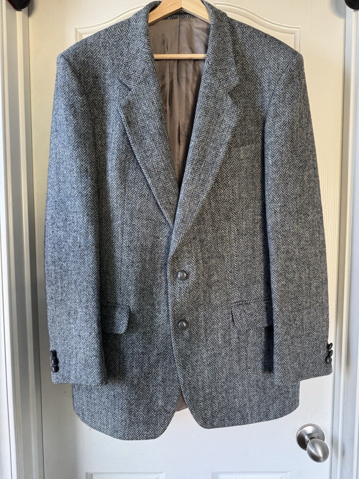 Vintage Alexandre of England Wool Tweed Herringbone Suit Coat 2-Button Notch