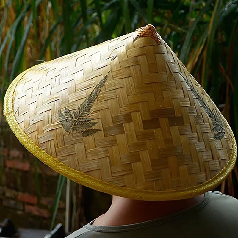 Chinese Retro Bamboo Rattan Fisherman Hat Handmade Weave Straw Bucket Hat Touris