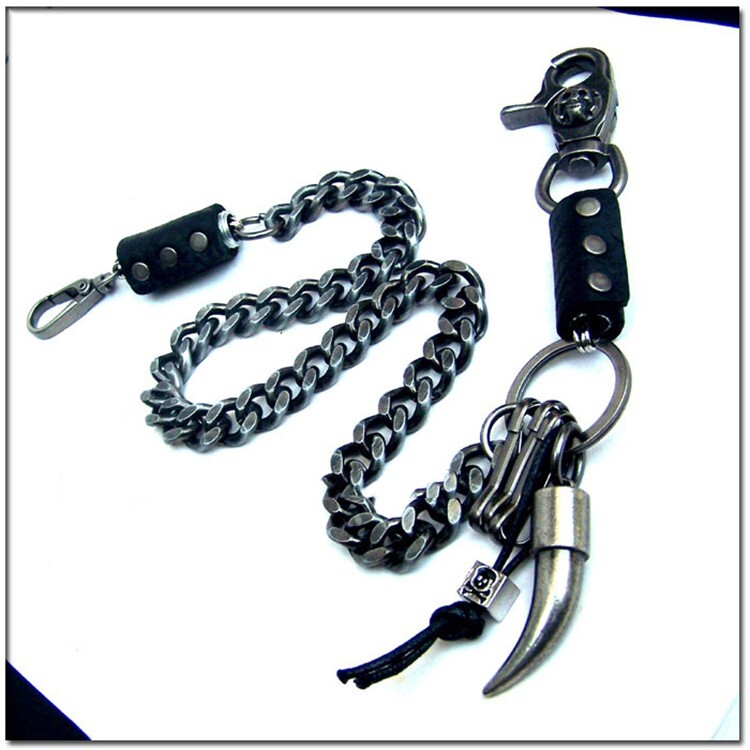 Vintage 22 Inch Biker Trucker Skull Jean Wallet Key Heavy Chain Accessory