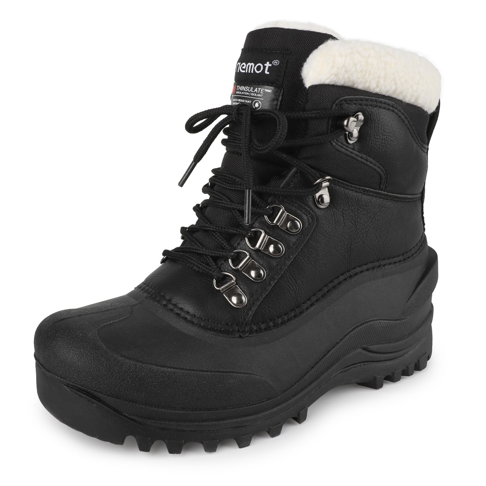 Mens Snow Boots Lace Up Outdoor Cold-proof Winter Warm Fur Insulated Ski Boots