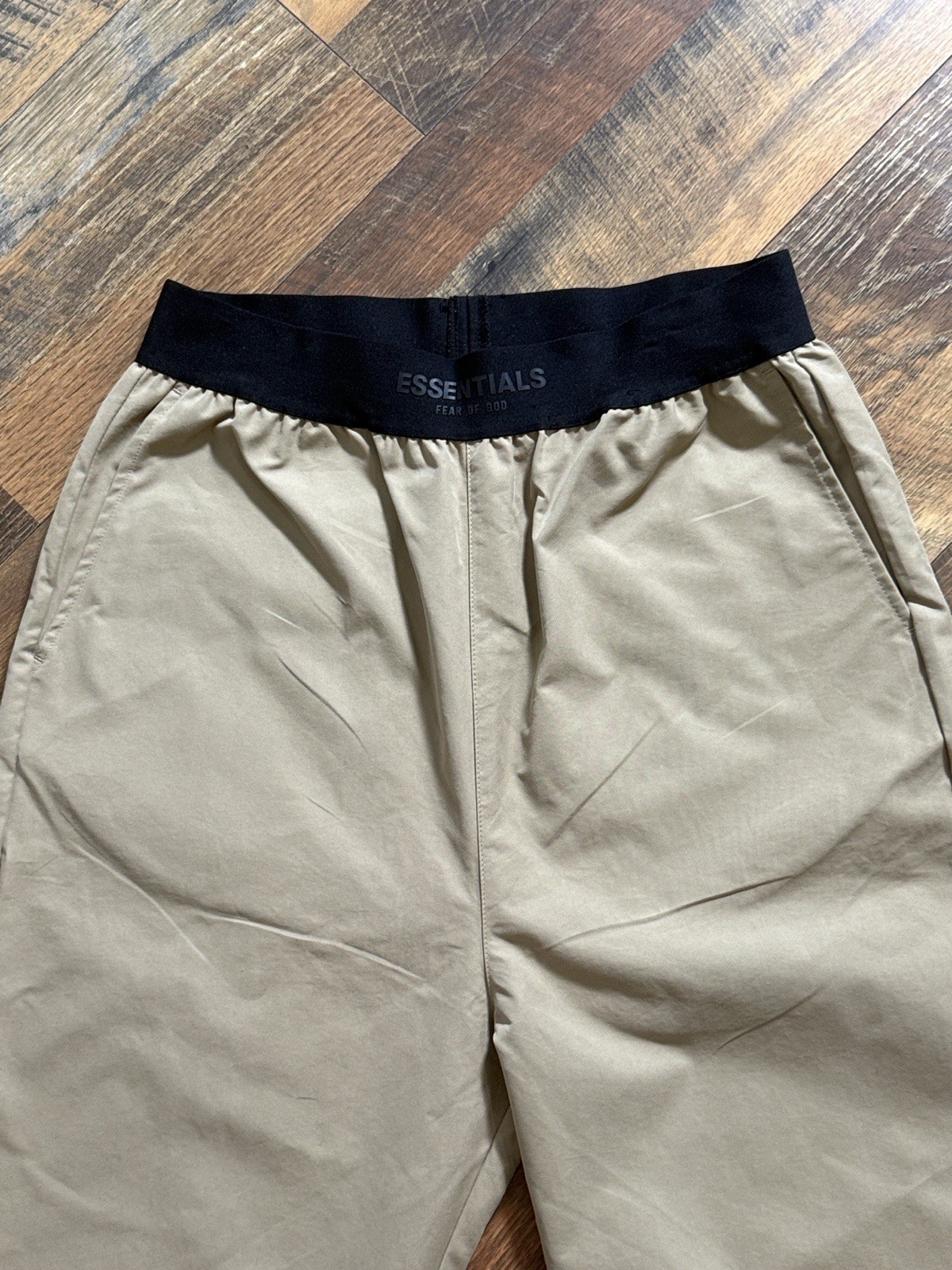 ESSENTIALS FEAR OF GOD Beige Twill Chino Pants M Elastic Waist Straight Leg