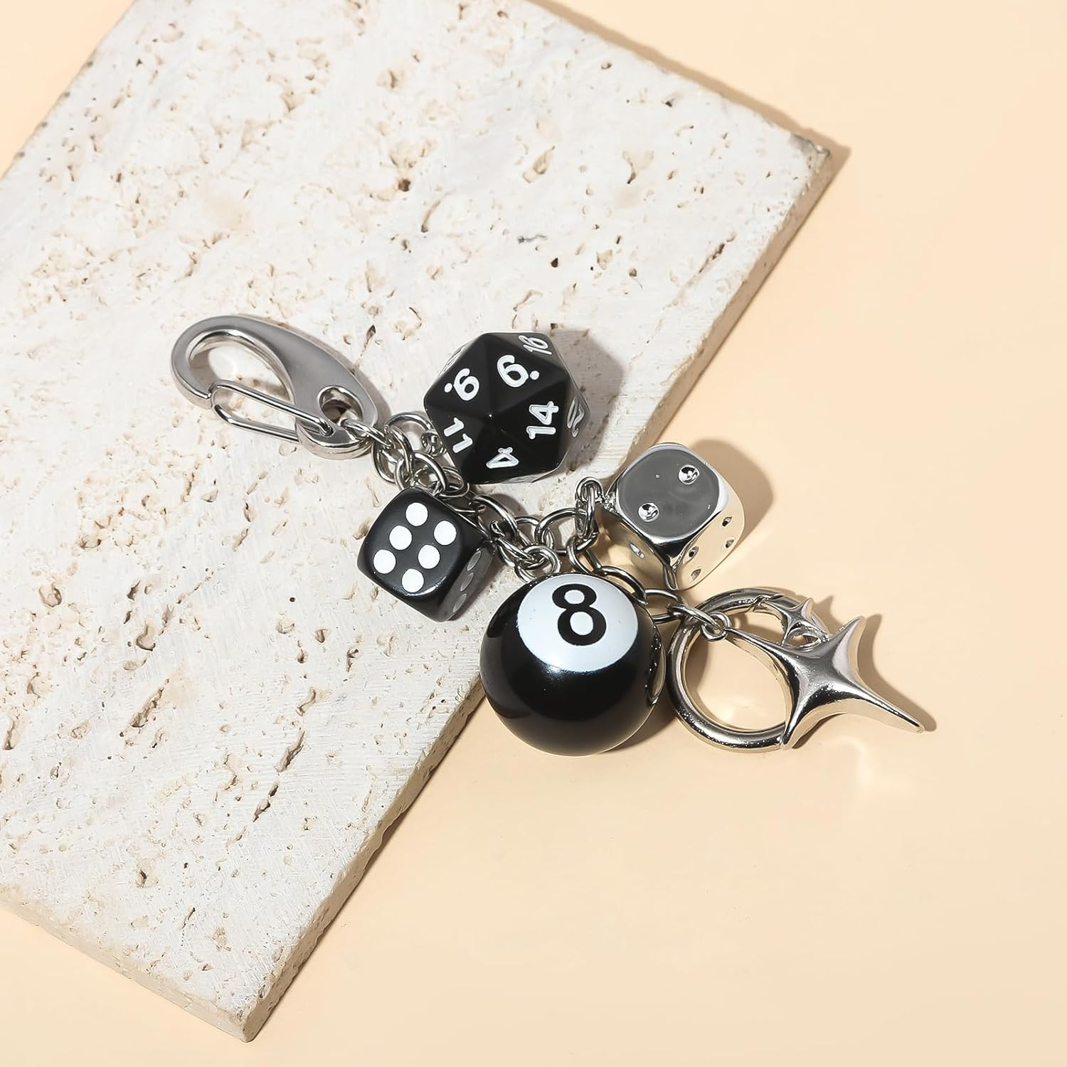 8 Ball Dice Charm Keychain – Cute Bag Purse Handbag Accessories – Y2K Aesthetic