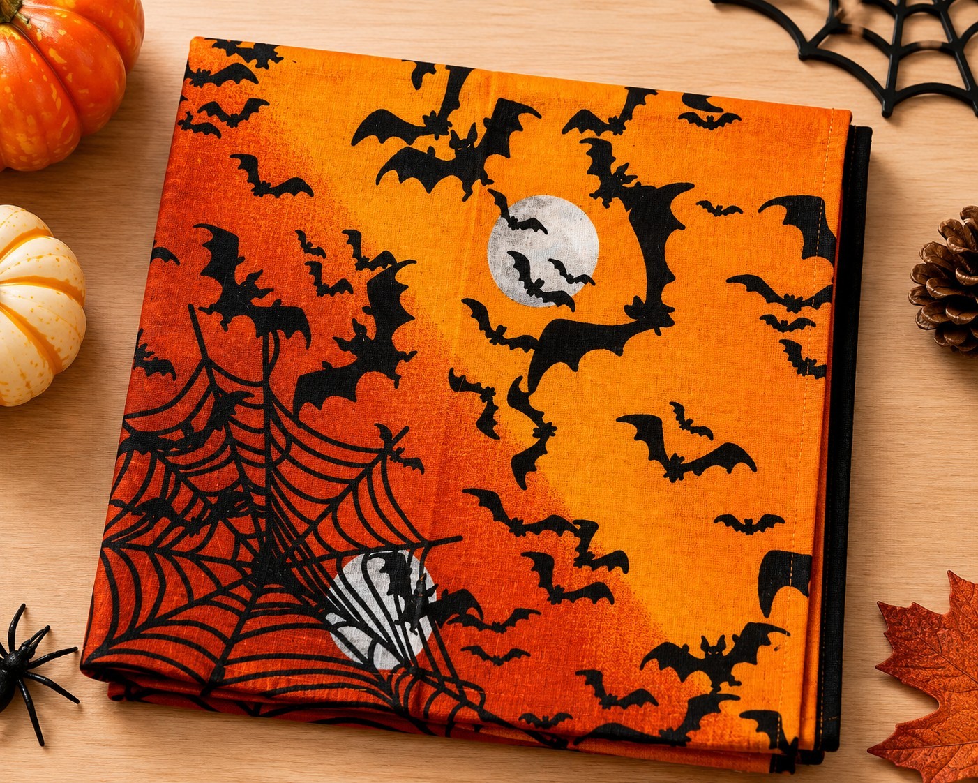 SET OF 4 Halloween Bandana Cotton 22″ x 22″ Scarf Head Neck Face Mask Wrist Band