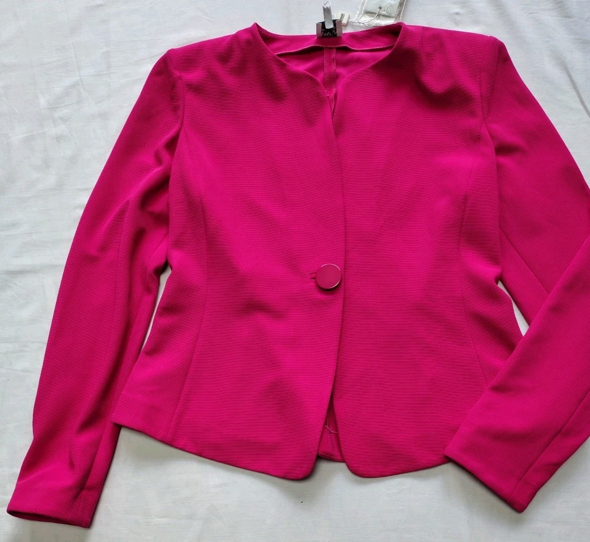 Armani Collezioni Hot Pink Ribbed Blazer Jacket Made in Italy Size IT 46 UK 14