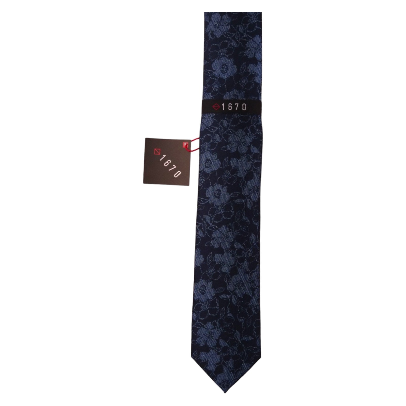 1670 Mens Slim Tie 2.5 Navy Blue Woven Floral Dress Summer Fashion Necktie