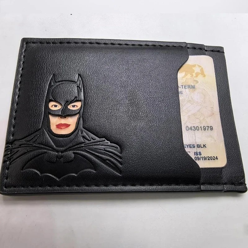 Personalized Leather Bat Wallet Superhero Mask Card Holder Heroic ID Wallet.