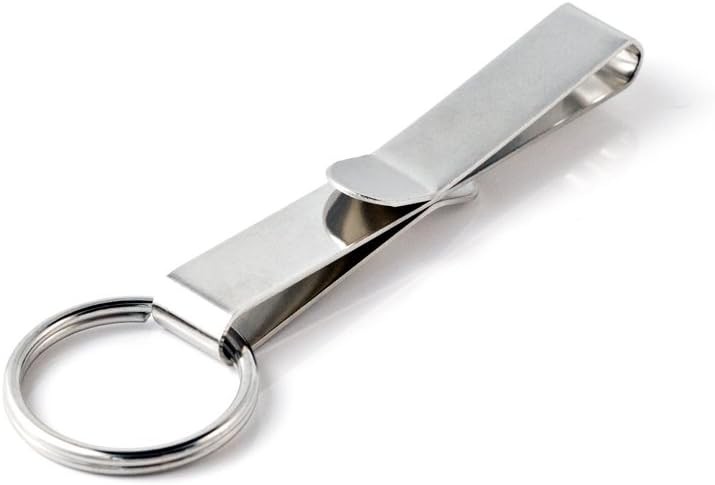 Key Holder, Belt Clip Key Accessory with Split Ring & Steel Belt Clip, Chrome