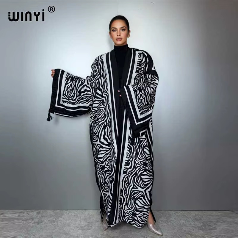Africa Bohemia Kimono Maxi Dress Beach Wear Cardigan Abaya Muslim Woman Coat Boh