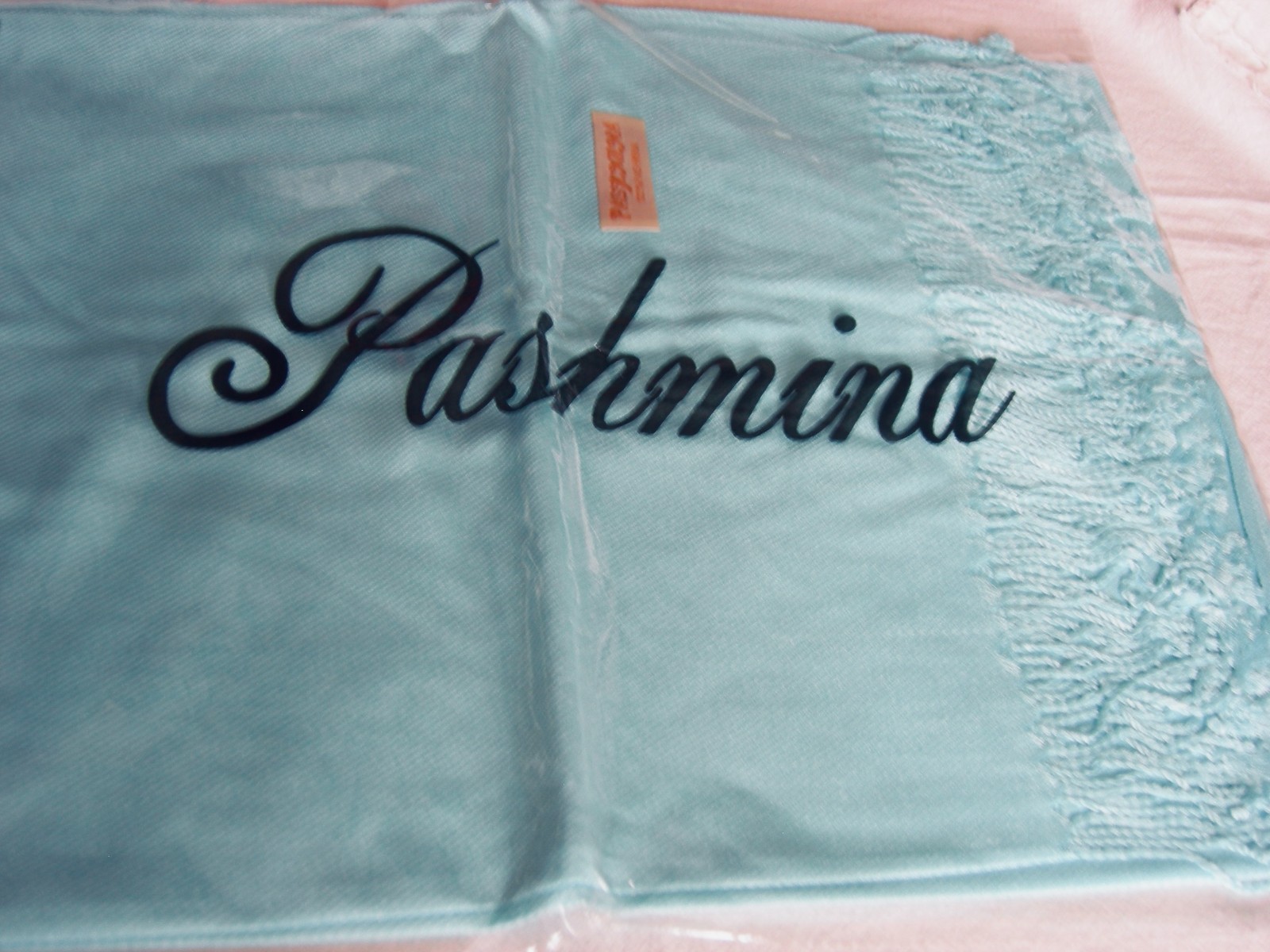 NIP Med. Blue Pashmina Scarf- 100% Pashmina -27″ x 75″ w/3″ Fringe