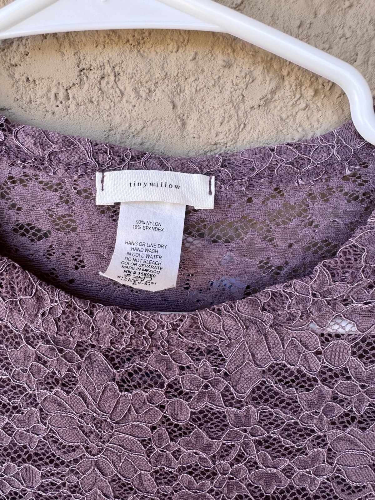 NWT Tinywillow Lilac Lace Floral Top Sz S Stretch Shirt Romantic Boho FREE SHIPP