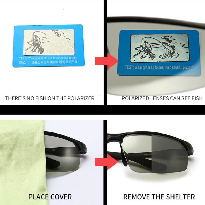 Aluminum HD Polarized Photochromic Sunglasses Men Driving Eyewear Sports Glasses