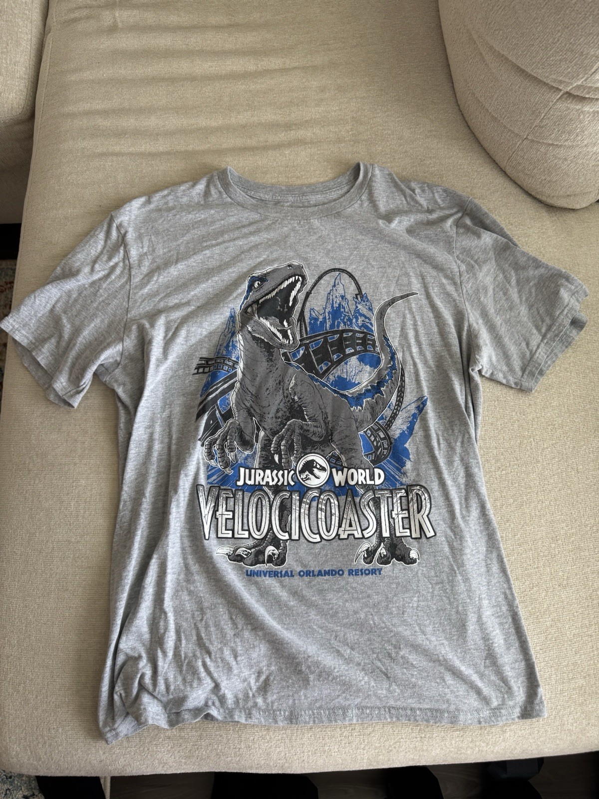 Universal Studios Jurassic World Velocicoaster Passholder Shirt, Size Large