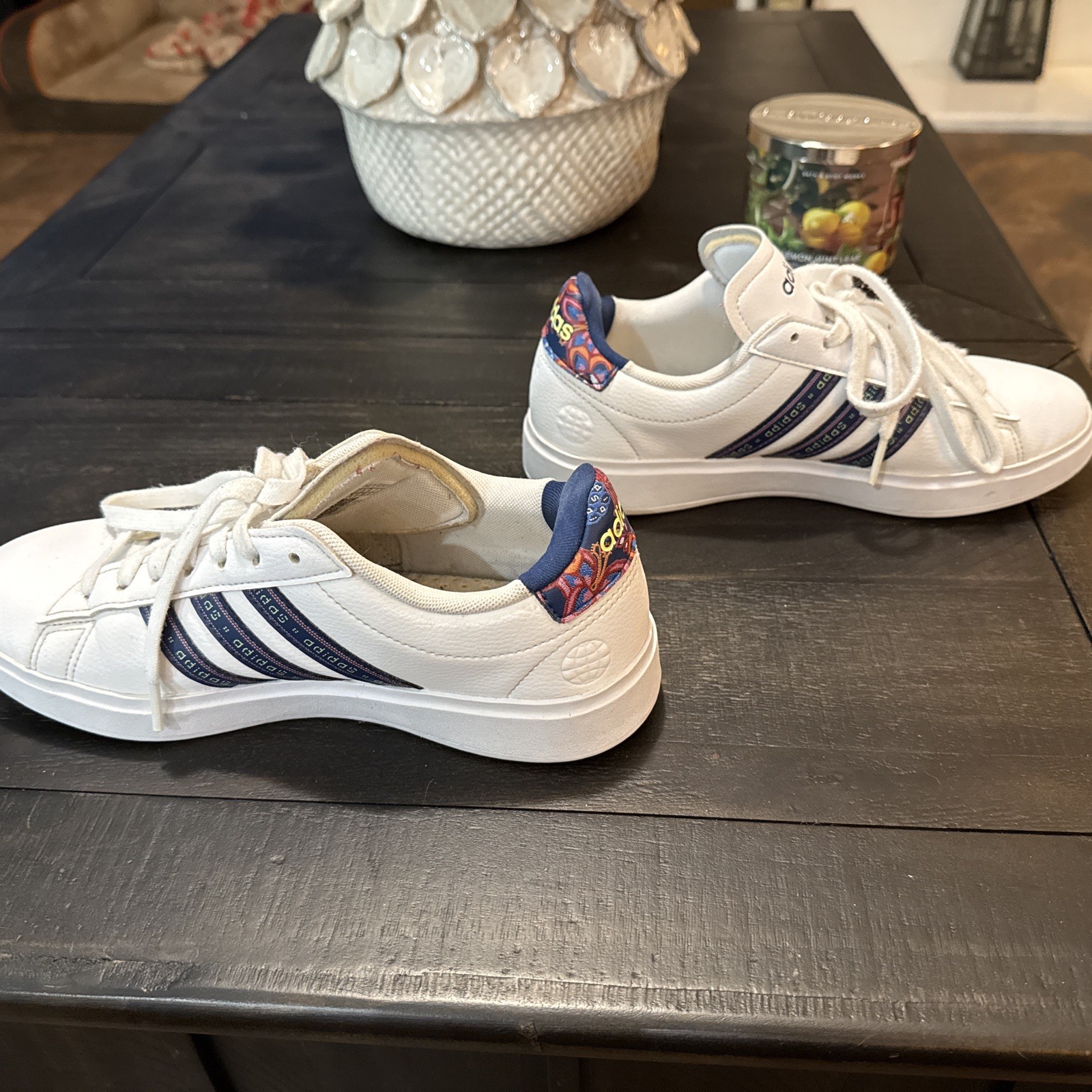 Adidas Grand Court 2.0 Cloudfoam Tennis Shoes GW7111 Floral Women Sz 7.5