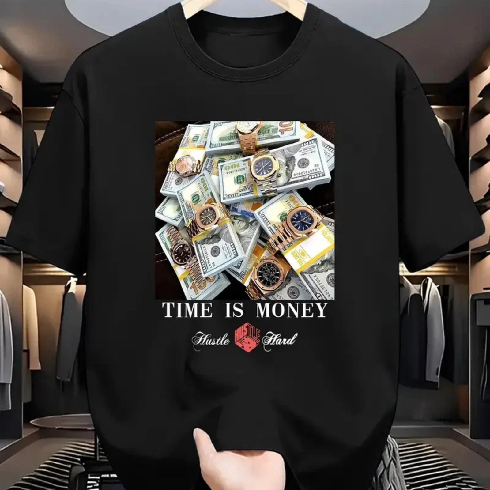 Time Is Money Hustle Motivational Graphic Tee Mens Vintage T-Shirt