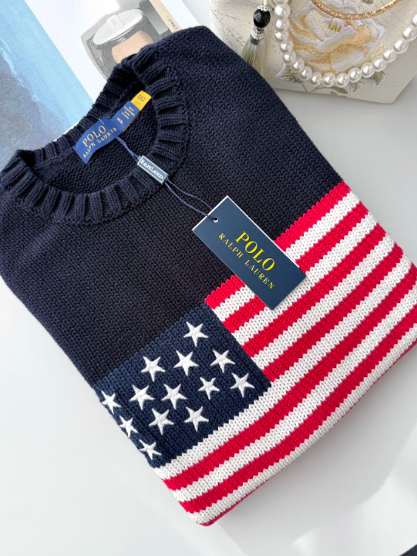 📦Polo Ralph Lauren Navy American Flag Cotton Sweater Men’s Medium