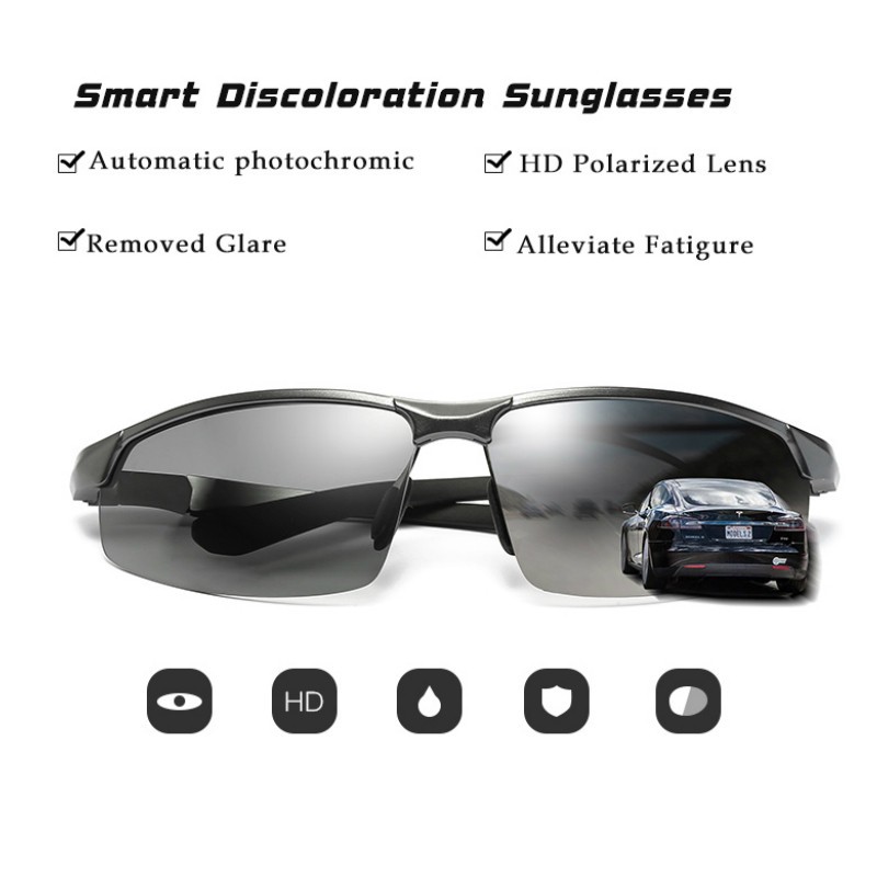 Aluminum HD Polarized Photochromic Sunglasses Men Driving Eyewear Sports Glasses