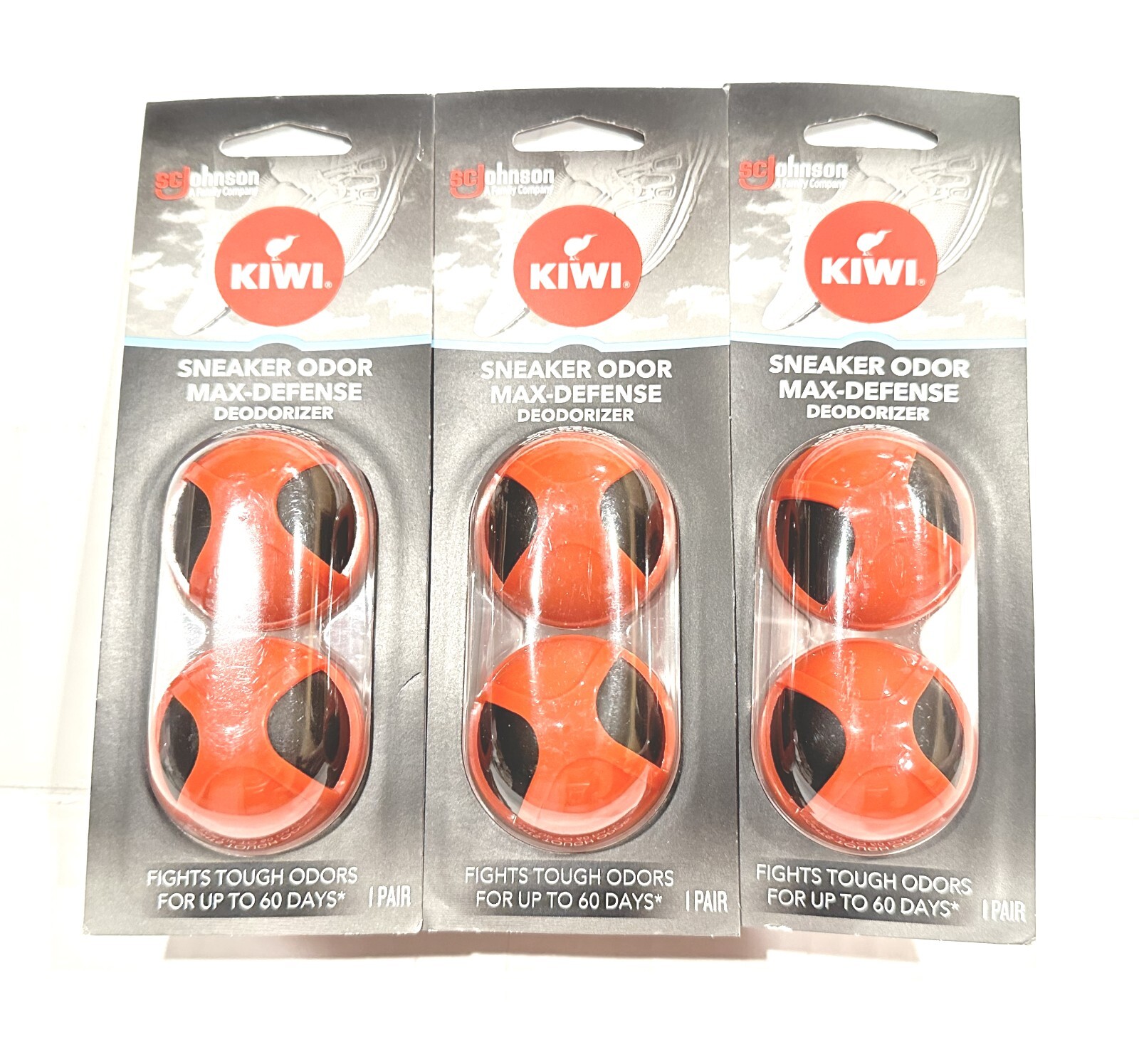 3 Packs Kiwi Sneaker Odor Max-Defense Deodorizer – Fights Odors Up To 60 Days*