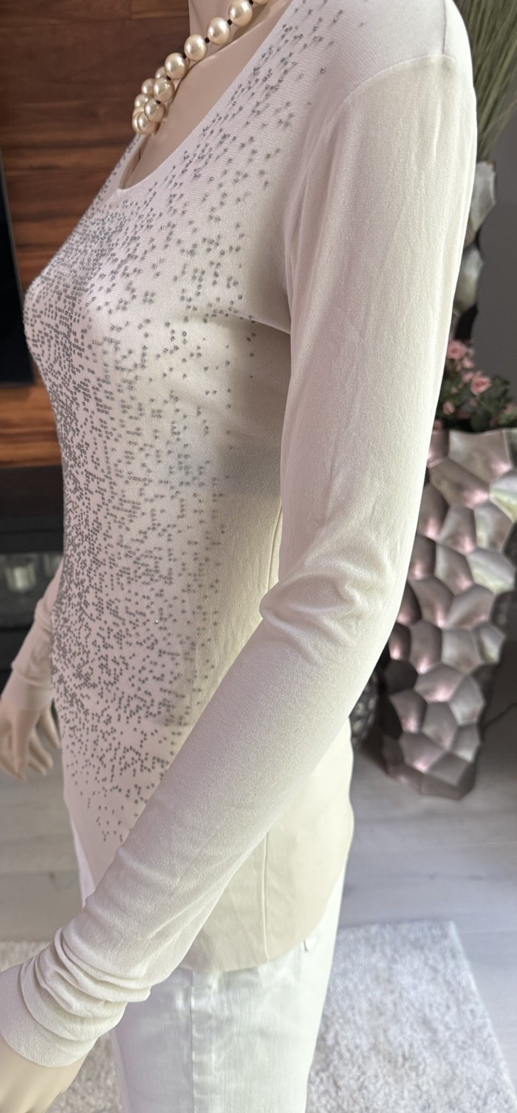 D. Exterior Italy embellished Top Blouse Beige Shirt Sz M