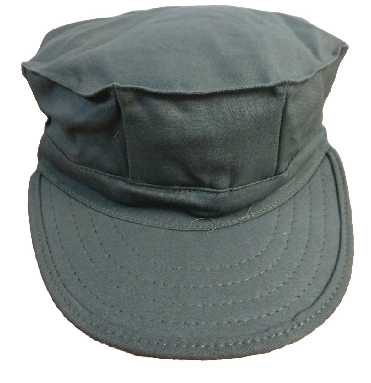 VIETNAM ERA USN UTILITY CAP OLIVE GREEN SATEEN (1980’s REPRO MADE IN USA)
