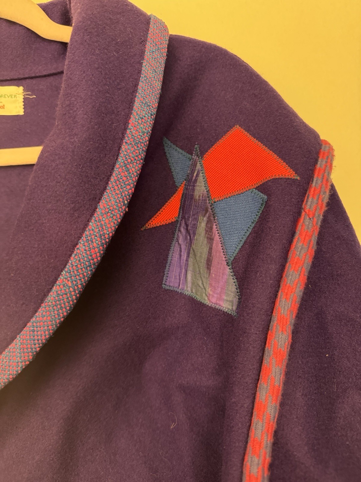Unique vintage purple jacket with appliqués, A Treasure Forever by Linda Pool