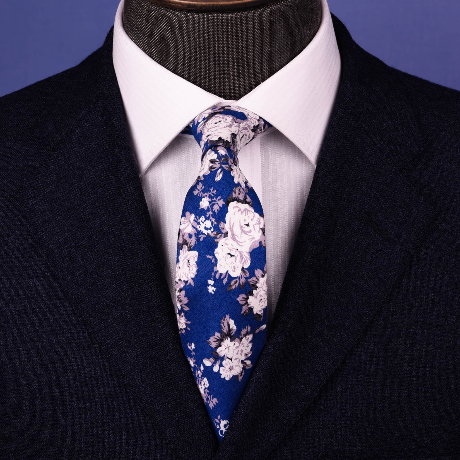 Multi Colored Floral 3″ Blue White Tie Designer Cotton Woven Necktie Sexy Luxury