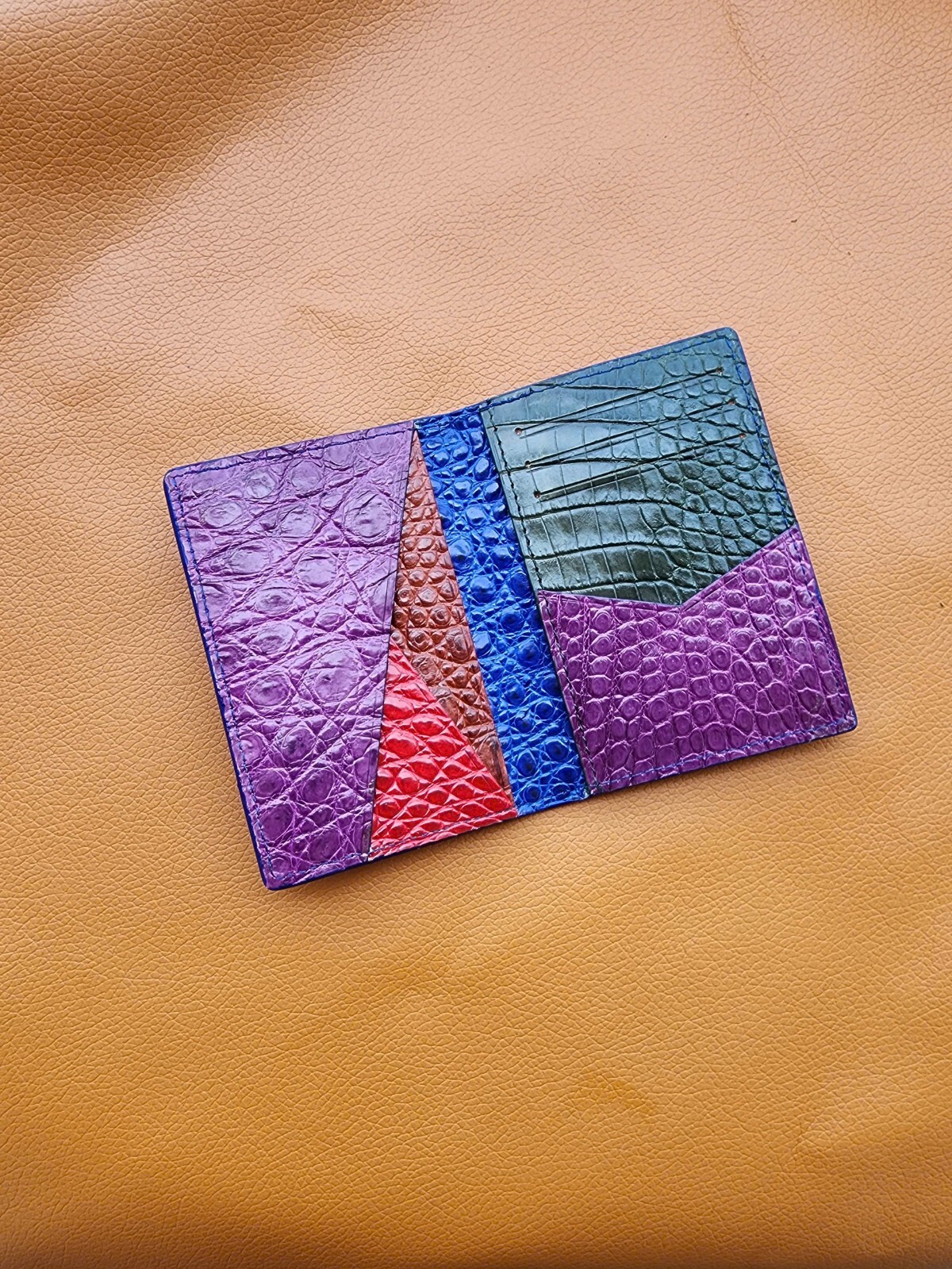 Blue Genuine 100% Doubleside EXOTIC Leather Skin Men’s Card Holder,Wallet