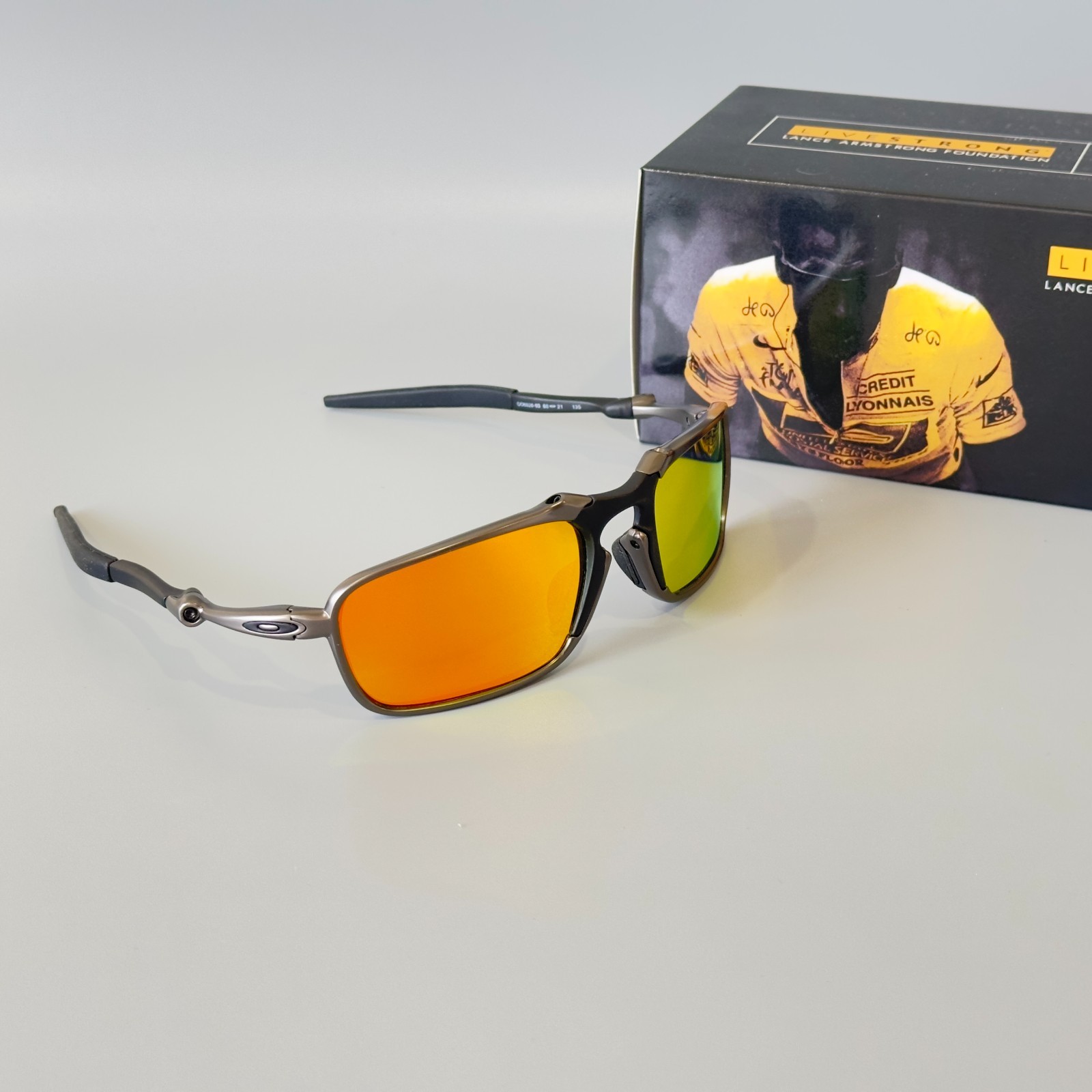 Oakley X-metal Squared Polarized Sunglasses Grey Frame/Red Lenses