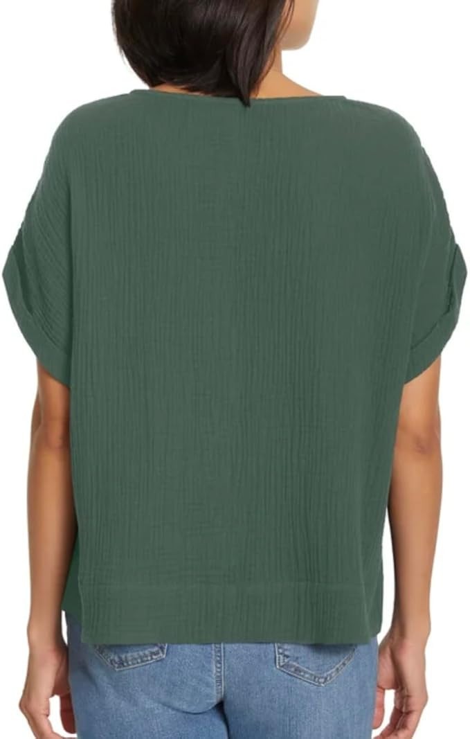 Gloria Vanderbilt Women’s Short Sleeve Cotton Gauze Pullover Top