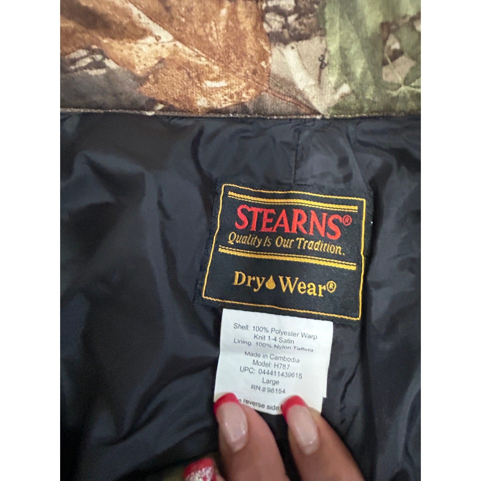 Stearns Dry Wear Camo Cargo Pants Men Large H787 Hunting Outdoor