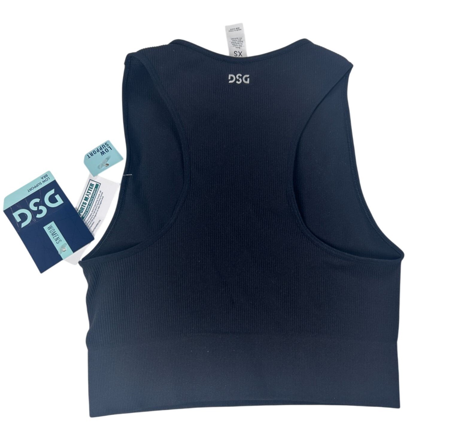 DSG Cropped Top Women XS High Neck Black Odor Control 90% Nylon 10% Spandex NEW