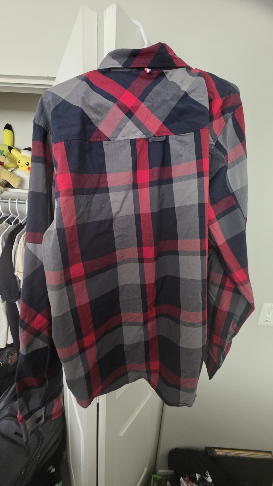 Red Bull Distribution Company Shirt Mens XL Red Plaid Snap Button Long Sleeve