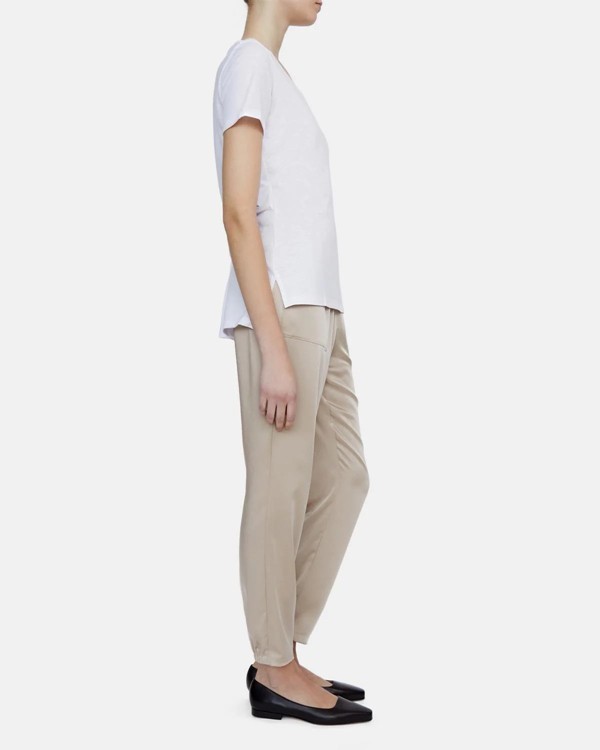 NWT Theory PINATI White U-Neck Scoop Cotton Slub Basic Short Sleeve T-Shirt S