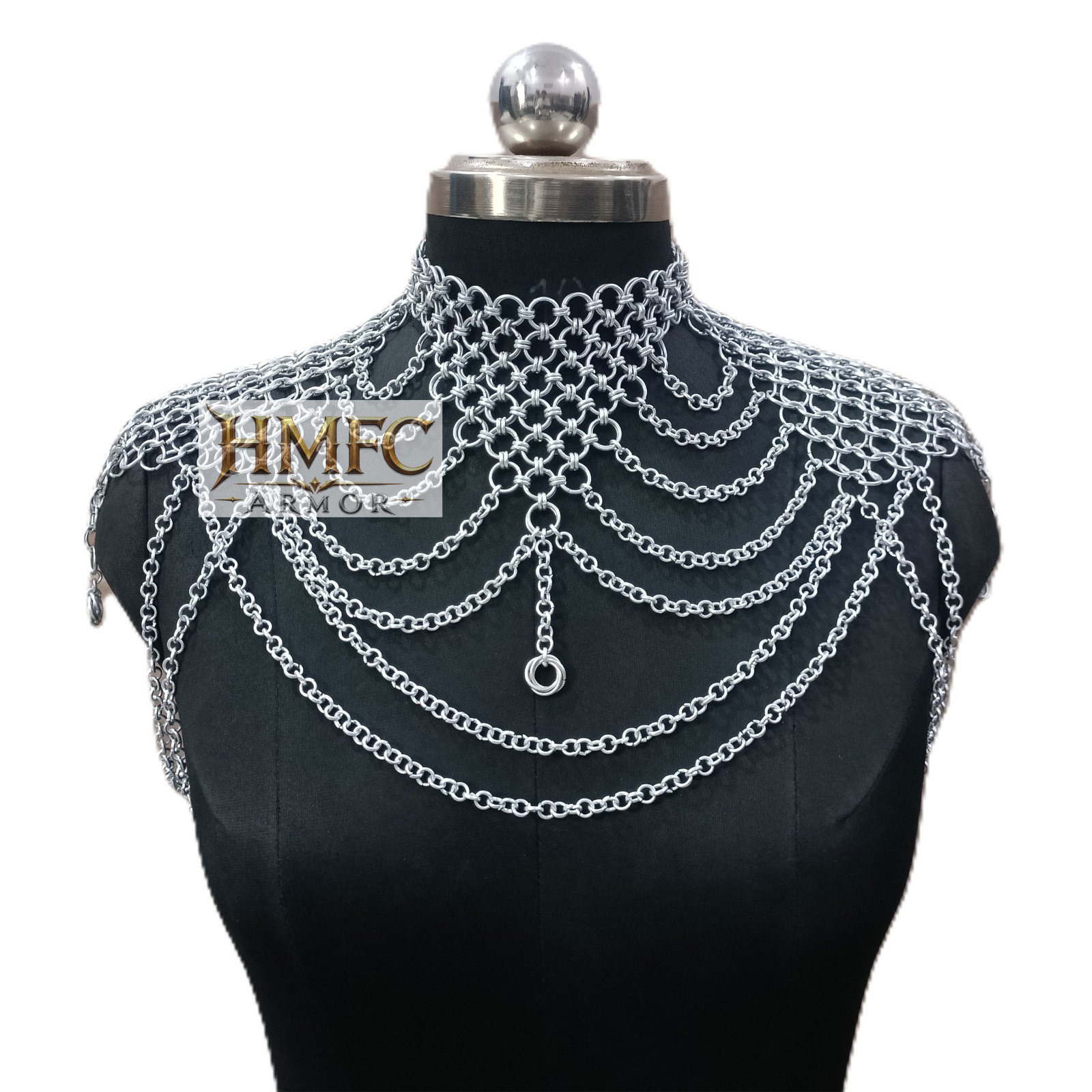 Medieval Chainmail Collar Aluminum Gothic Necklace Women Halloween LARP Costume