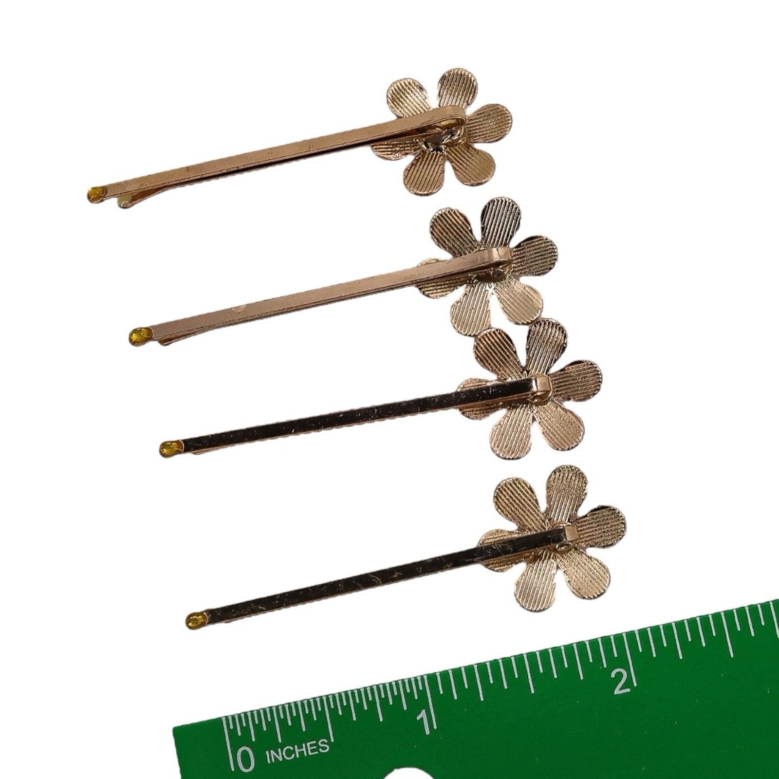 Lot of 11 Bridal Bobby Pins Rose Gold Tone Beige Floral Rhinestone Filigree