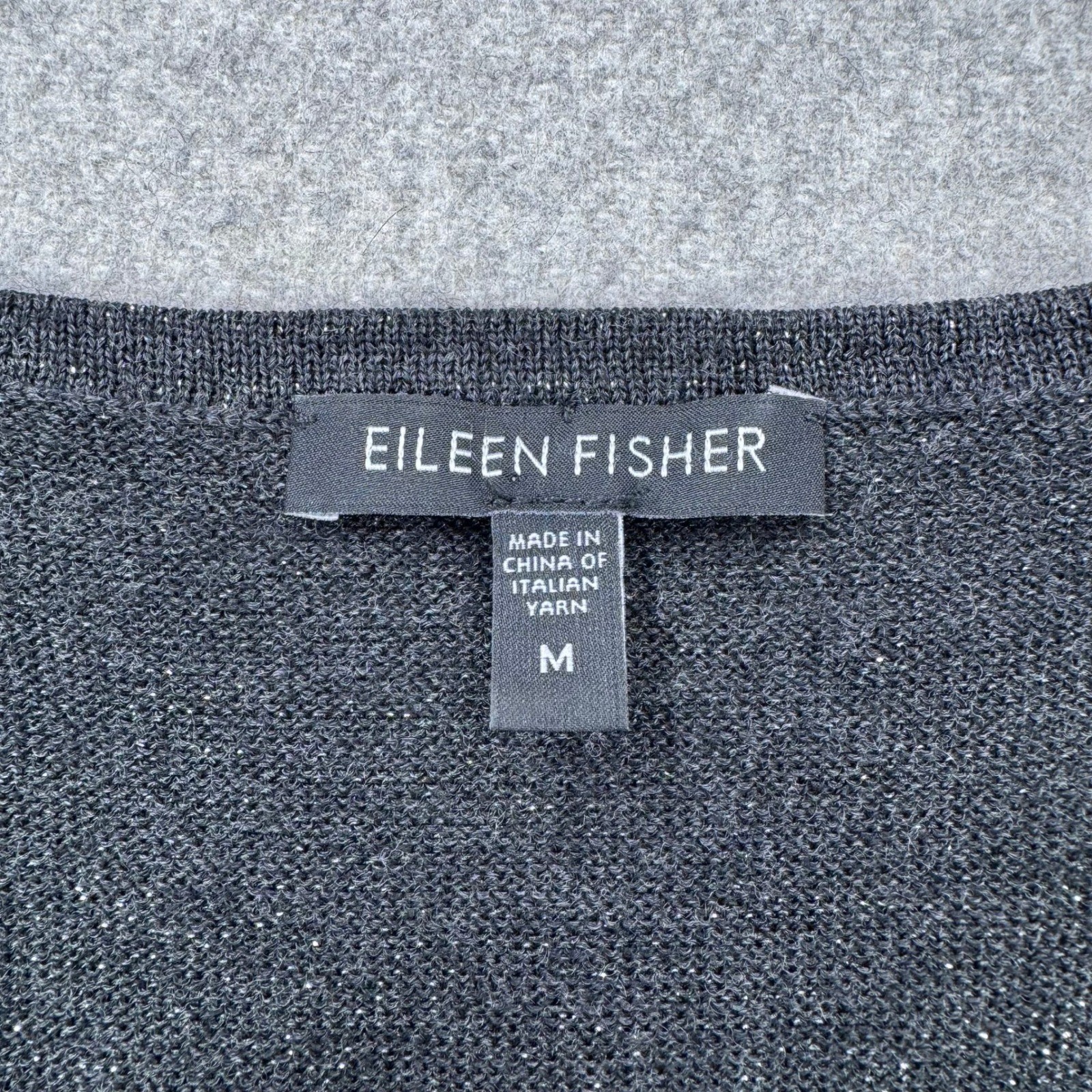 EILEEN FISHER Knit Tunic Sweater Top Metallic Sparkle Merino Wool Blend Size M