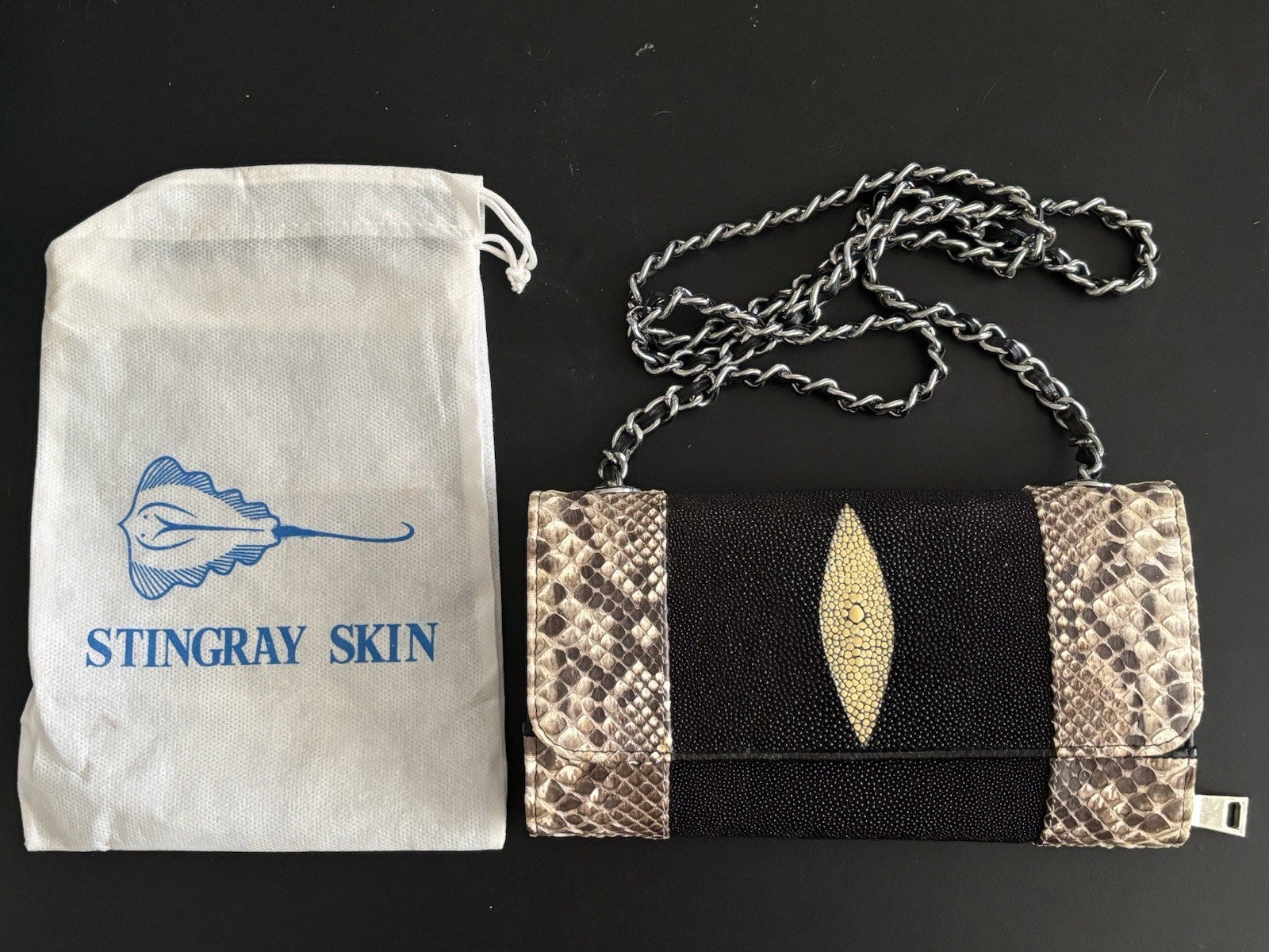 Genuine Stingray & Python Skin Wallet 8.5 inches