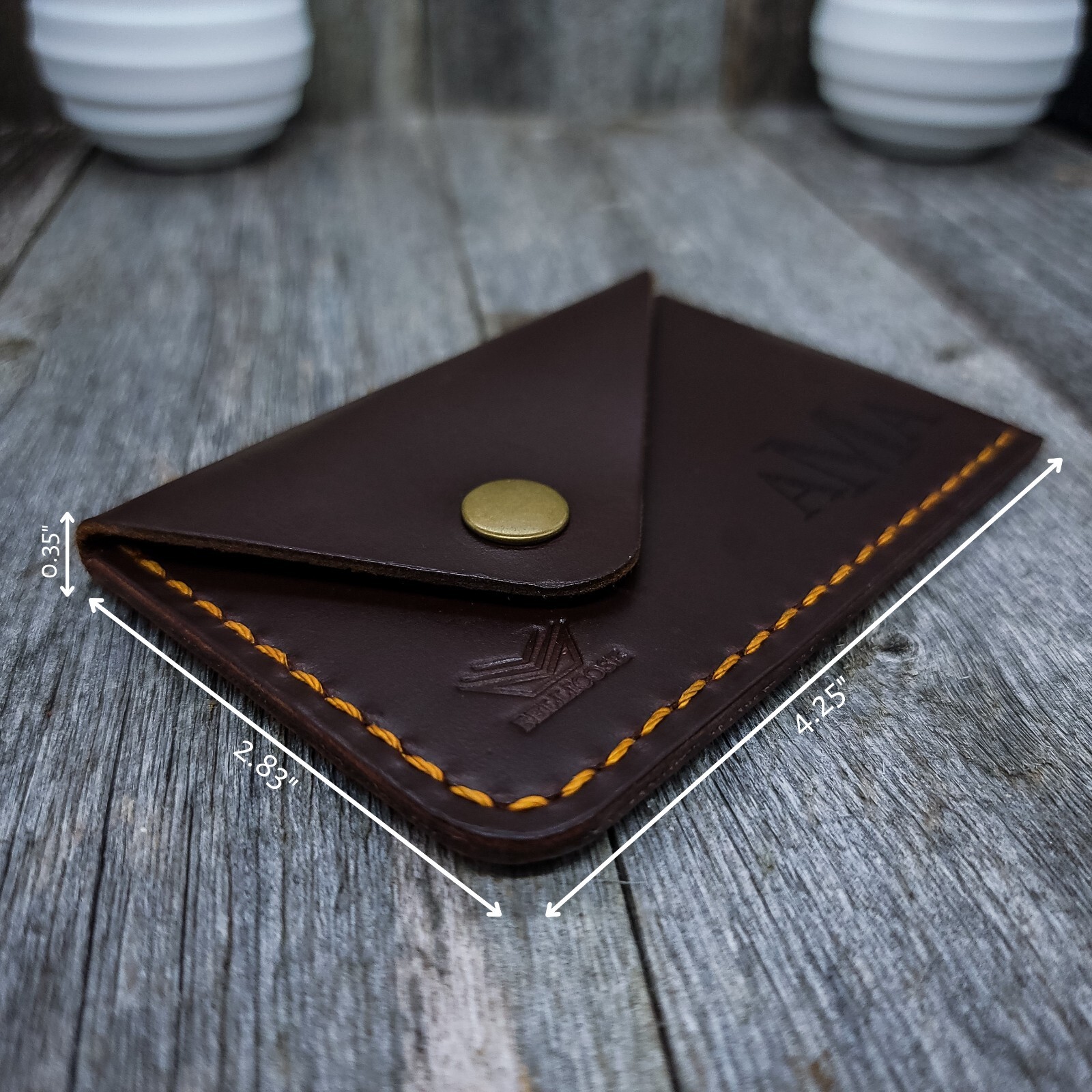 Leather Business Card Holder, Front Pocket Leather Card Holder, Holds 20 Cards